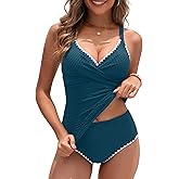 Daci Women's Tankini Swimsuits - Tummy Control Bathing Suits Two Piece Ribbed Twist 2025 Swimwear with High Waisted Bottom