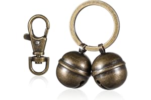 SKRFREN 2 PCS Copper Bells for Dog Collars with Snap Clips, Extra Loud Dog and Cat Bells Copper Bell Vintage CopperCollar Charms Pendant with Key Ring, Brass Pet Accessories with Key Rings for Birds Wildlife