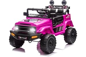OUTDOORCRUISER Outdoor Cruise 1 Seater 12V Ride-On Electric Car for Kids - Remote Control Ride-On Jeep Power Wheels, Battery Operated Cars for Ages 5-7 with Parental Control for Safe Adventures - Pink