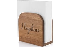 Napkin Holder for Table, ALELION Acacia Wooden Napkin Holders for Kitchen, Napkin Holder for Kitchen Dining Room Table Decor, Upright Wood Napkin Dispenser for Indoor & Outdoor Use