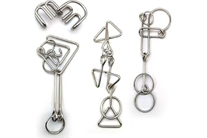 Zooshine 4 Sets Advanced Metal Brain Puzzle Teasers Greater Challenge for Party Games Parent-Children Games
