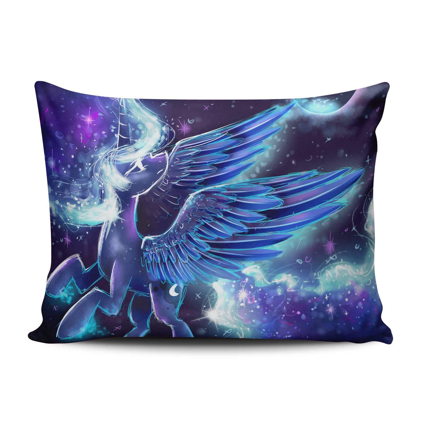 XIAFA Home Custom Pillowcase My Little Pony Princess Purple and Blue Simple Decorations Sofa Throw Pillow Case Cushion Cover One Sided Printed Design Queen 20X30 Inch (Set of 1)