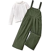 HINTINA Toddler Girl Corduroy Jumpsuit Overall Long Casual Loose Bib Pants 2 Pieces Outfits