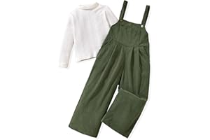 HINTINA Toddler Girl Corduroy Jumpsuit Overall Long Casual Loose Bib Pants 2 Pieces Outfits