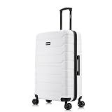 InUSA TREND Luggage with Spinner Wheels | Durable Lightweight Hardside Suitcase, Travel bag with Handle and Trolley, 28-Inch Large Checked luggage | White
