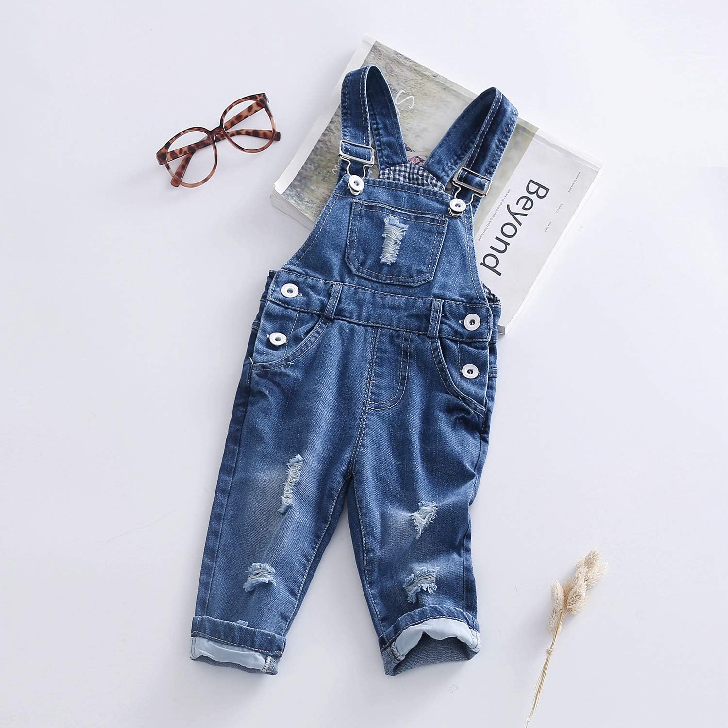 Kidscool Baby & Toddler Adjustable Ripped Fashion Jeans Overalls: Clothing