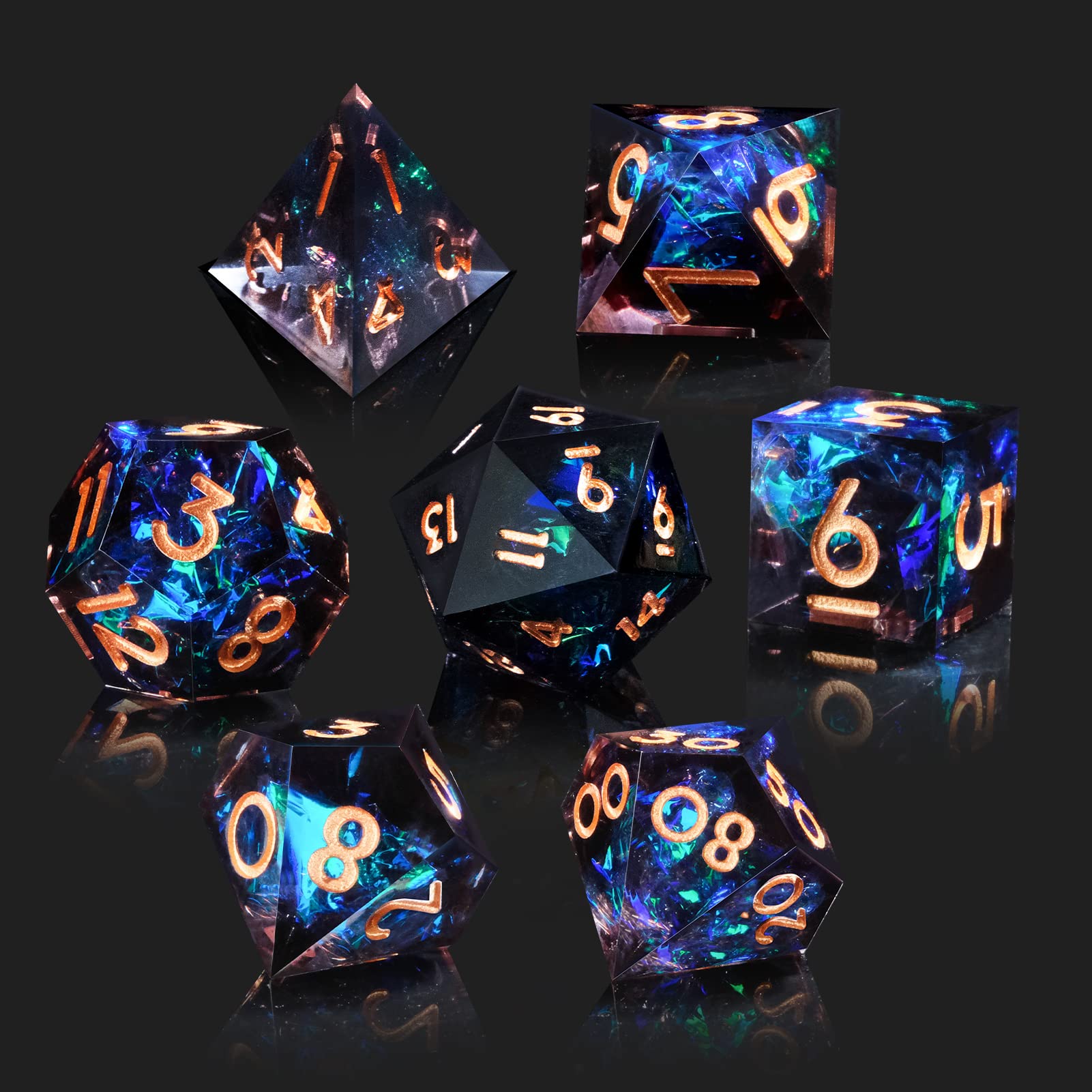 Cttasty DND Dice Set Resin Sharp Edge Dice Set