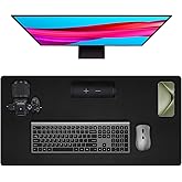 Leather Mouse Pad, Desk Pad, Keyboard Pad, Non Slip PU Leather Office Desk Pad, Laptop Desk Pad, Office and Home Waterproof Desk Pad - Black (31.5 x 15.7 inches)