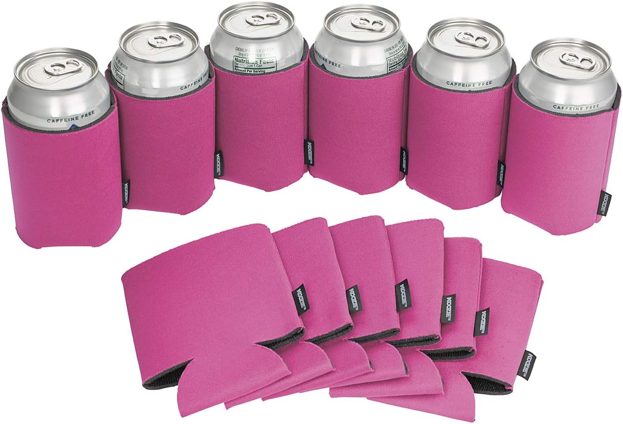 Koozie Can Cooler Blank Beer Koozie for Cans and Water Bottles, Bulk DIY Insulated Beverage Holder Personalized Gifts for Events, Bachelorette Parties, Weddings, Birthdays - Pack of 12 Sleeves (Pink)