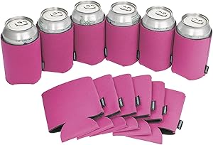 Koozie Can Cooler Blank Beer Koozie for Cans and Water Bottles, Bulk DIY Insulated Beverage Holder Personalized Gifts for Events, Bachelorette Parties, Weddings, Birthdays - Pack of 12 Sleeves (Pink)
