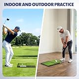JAYA Golf Hitting Mat with Ball Tray Heavy Rubber Base Dual Turf Portable view 8