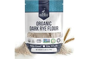 Great River Milling Organic Dark Rye Flour | Whole Grain, Non-GMO, Kosher, Unbromated | Earthy Flavor for Rye Bread, Sourdough Starter, Bagels, Crackers & Artisan Baking | 5 Lb