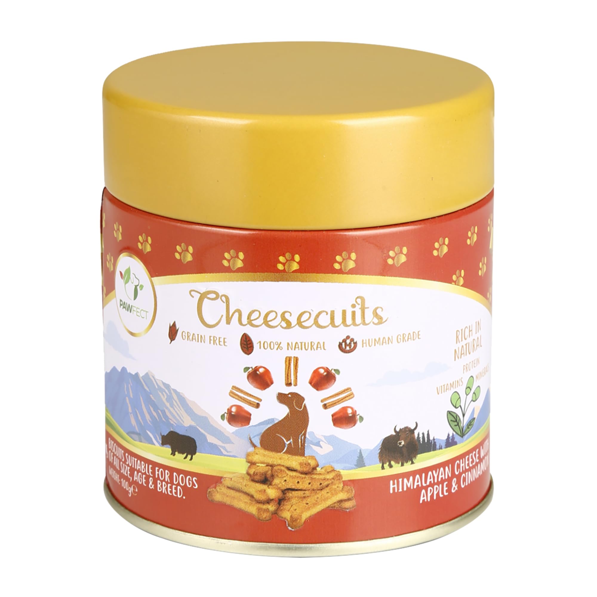 Pawfect Cheesecuits - Cheese biscuits with Apple, Eggs and Cinnamon for Dogs- 100% Natural - Grain-free - Hypoallergenic - Rich in Antioxidants - High-Protein Dog Training Treats (100g/3.53oz)