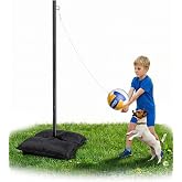 SPOYNAL Tetherball Set with Ball and Rope, Adjustable Poles, Heavy Duty | Complete tetherball equipment for backyard, beach, indoor and outdoor play; includes tetherball, rope and adjustable poles