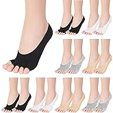 Skicuff 8 Pairs Toe Liner Socks Women Five Toeless Open Toe Sock for Summer Sandal with Nonslip Heel Gripper