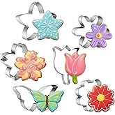6 Pcs Flower Cookie Cutter Set Daisy Tulip Butterfly Cookie Cutter Stainless Steel Metal Cookies Cutters Shapes Baking Tool