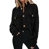 KIRUNDO Cardigans for Women Trendy Button Up Sweater Jackets Mock Neck Long Sleeve Loose Fit Chunky Knit Outwear Coats