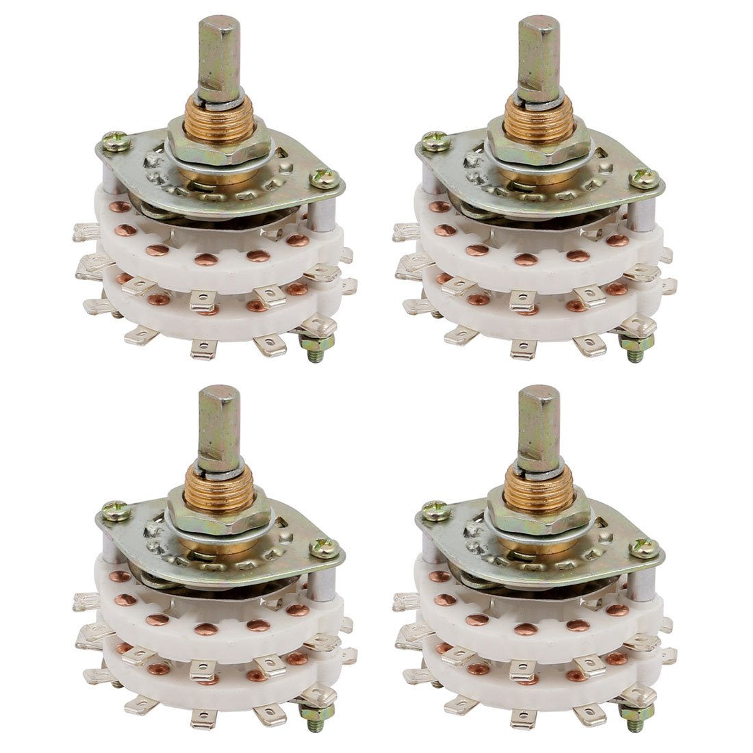 Sourcingmap 4pcs KCZ 2 Pole 6 Position Dual Decks Band Channel Rotary Switch Selector
