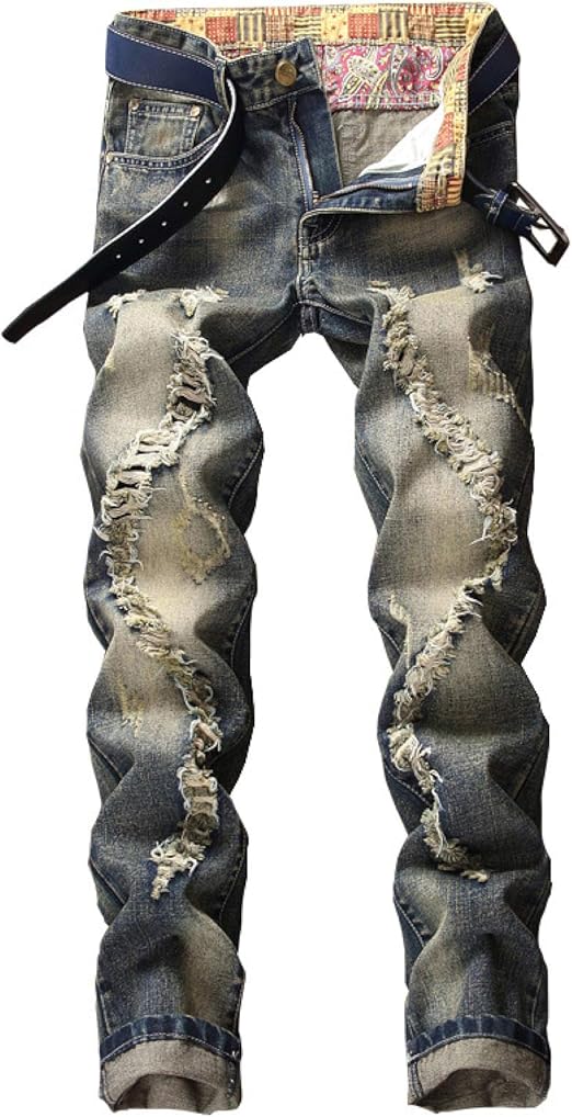 Men's Jeans Fall/Winter Retro Fashion Slim Straight Ripped Jeans Trendy