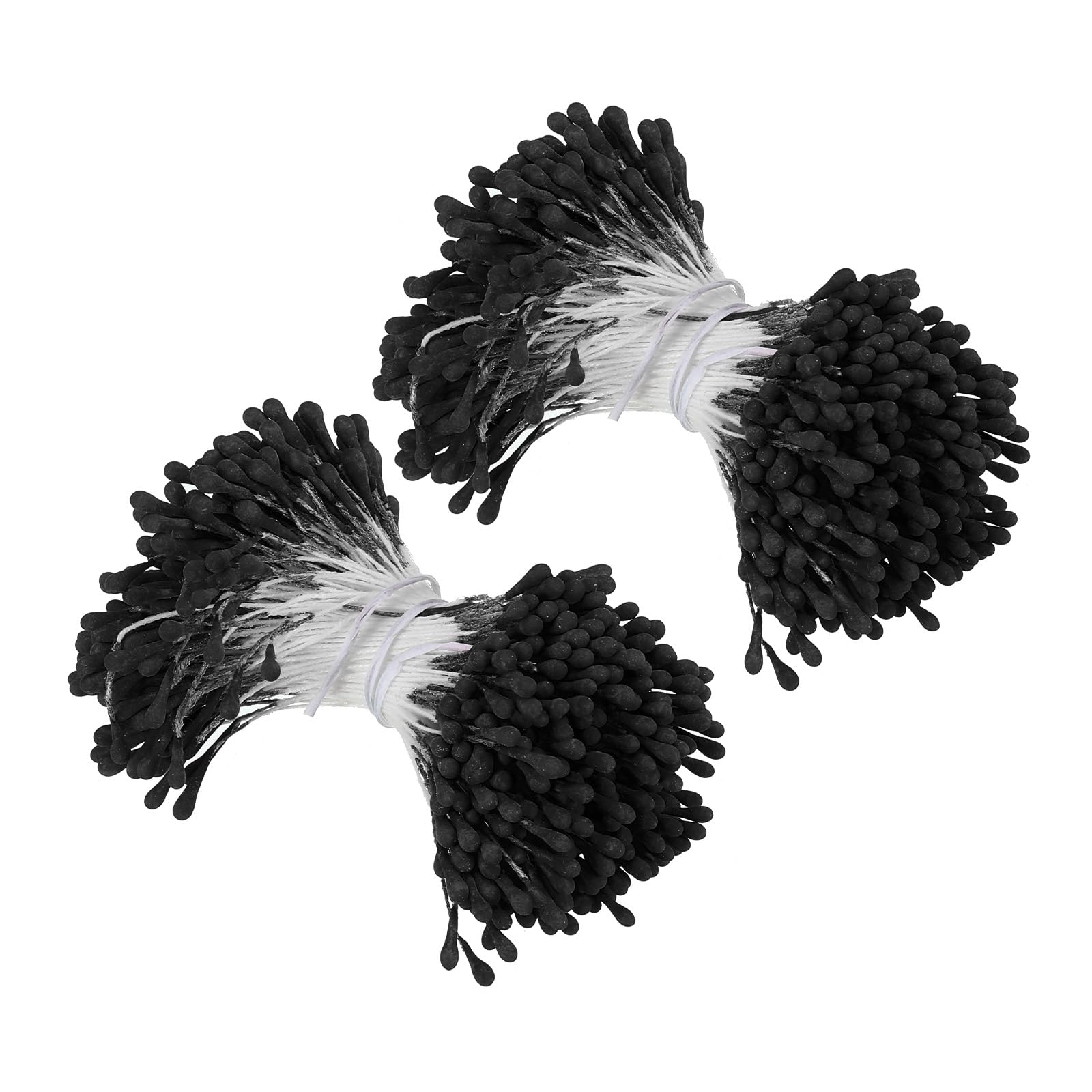 PATIKIL 2mm Double-Ended Black Artificial Flower Stamen, 700 Pcs, 2 Bundles, Natural Realistic Style, Double Heads Flower Stamen Pistil for DIY Crafts
