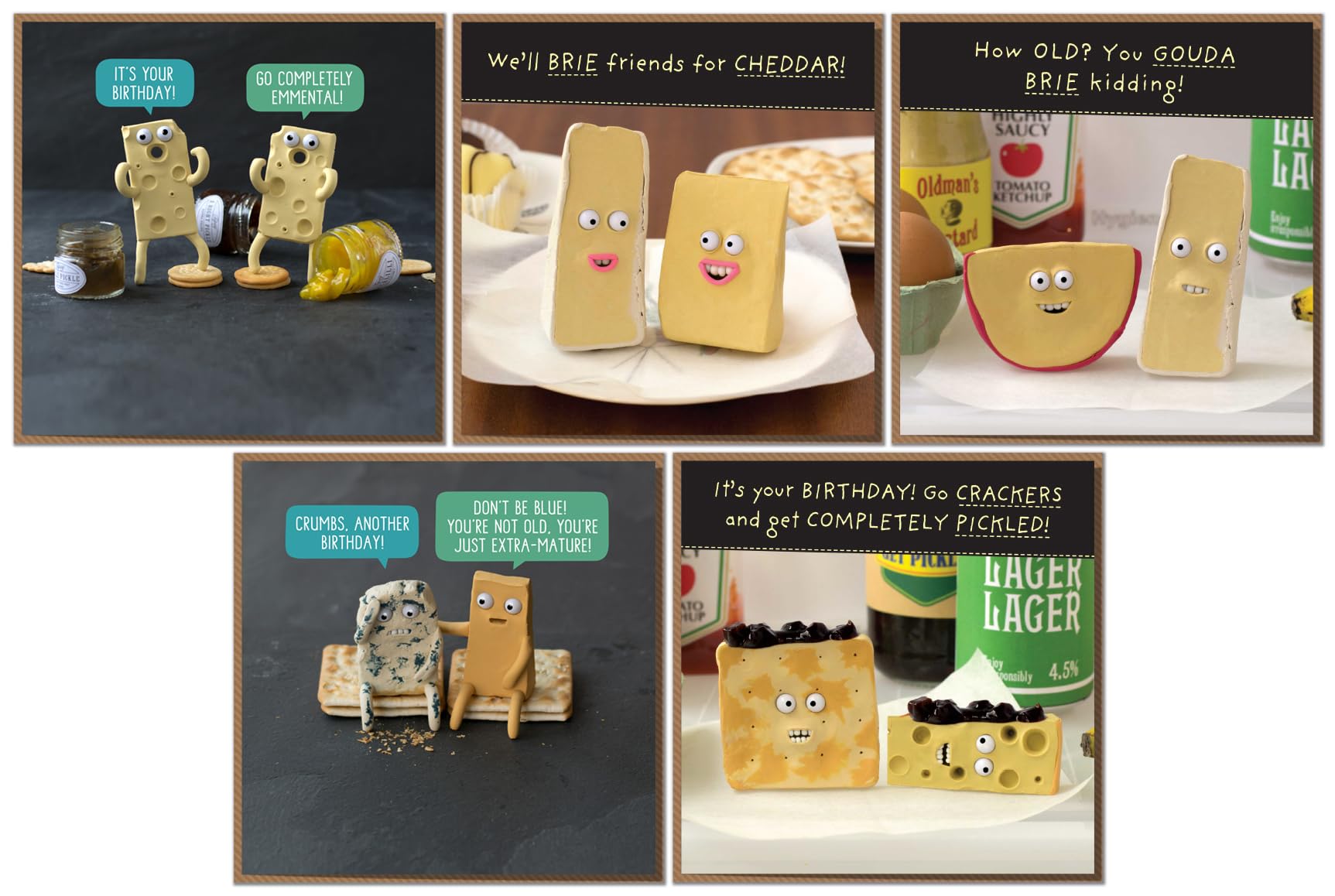 Pack of 5 Cheesy Birthday Cards