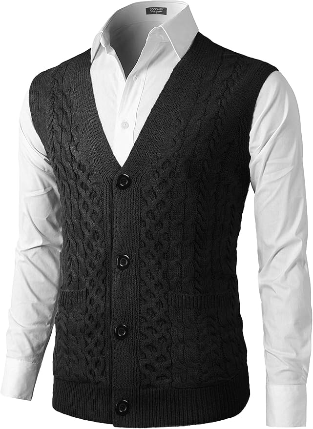 Herren Pullunder V-ausschnitt COOFANDY Herren Strickweste
