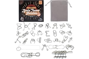 VolksRose 30pcs Brain Teaser Metal Wire Puzzles, Classical Mini Metal Puzzles Set, Mind Smart Game IQ Challenge Puzzle Games,