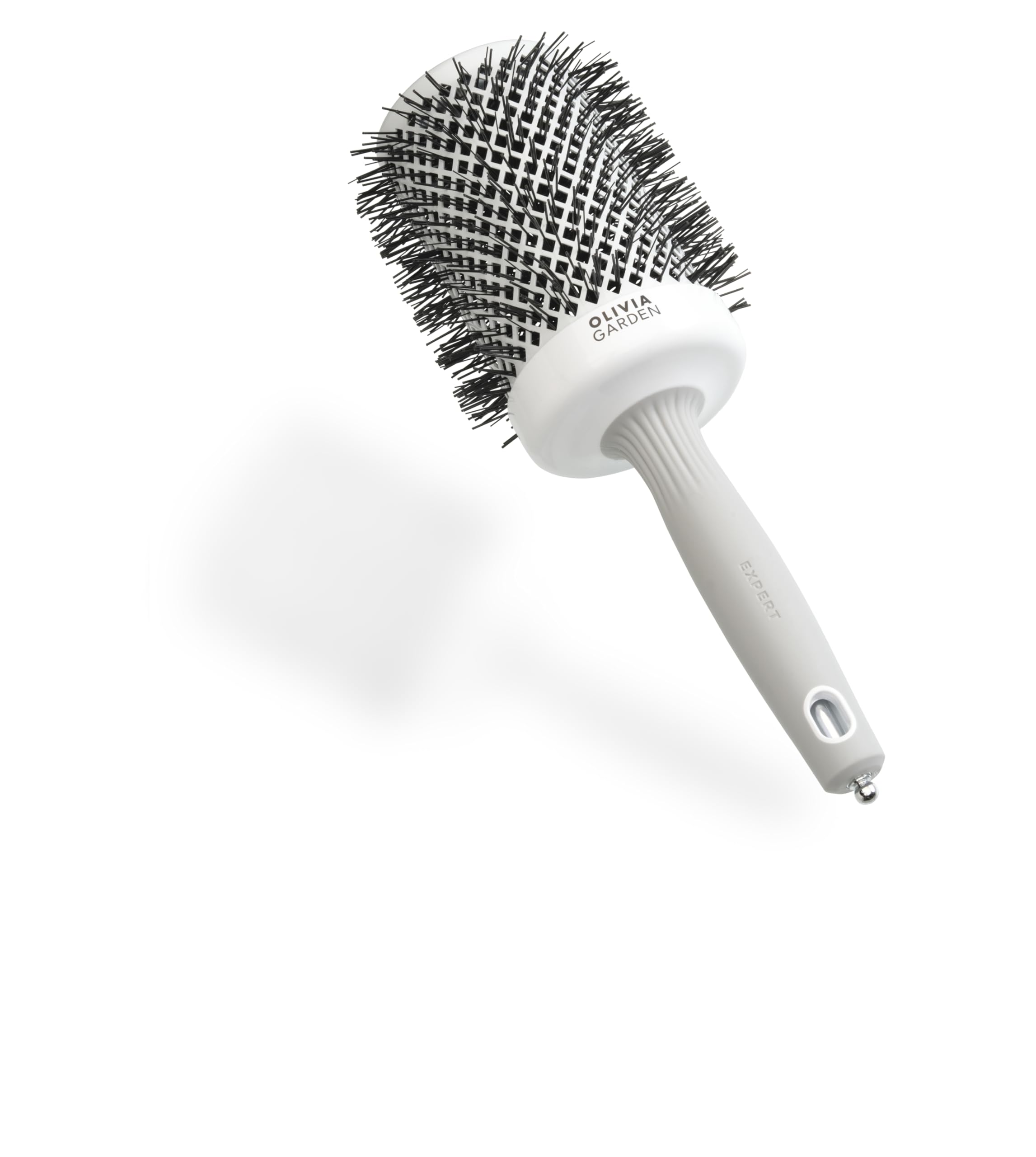 Olivia Garden Expert Blowout Shine – White & Grey - 65 - Ceramic Coated Round Brush for Smooth Blowout, Frizz-Free Hair & Radiant Shine — image 1