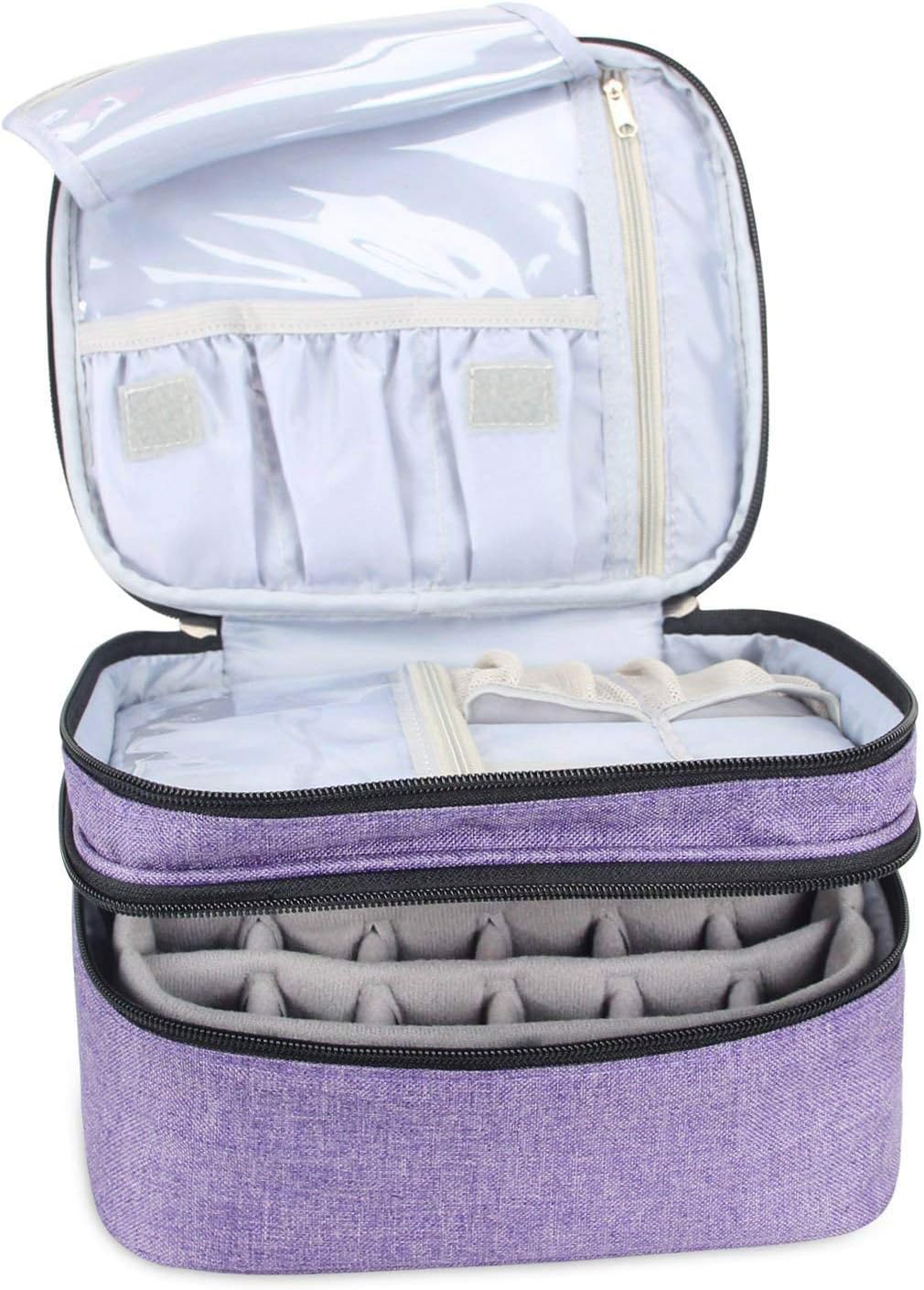 Luxja Nail Polish Storage Box, Nail Polish Storage Organizer, Purple, convient pour 30 bouteilles - Image 5