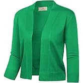 GRACE KARIN Women's 3/4 Sleeve Knit Cropped Cardigan Sweaters Open Front Bolero Shrugs Sweater Tops S-3XL