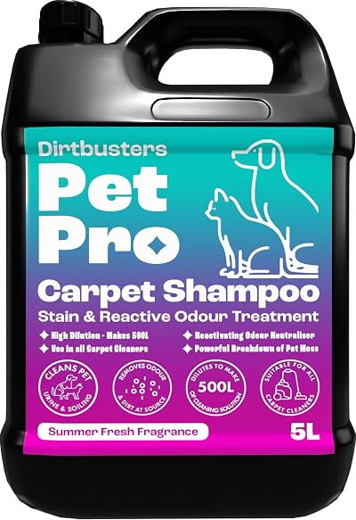 Dirtbusters Pet Pro Carpet Cleaner Shampoo 5L Concentrate 500L Dilution