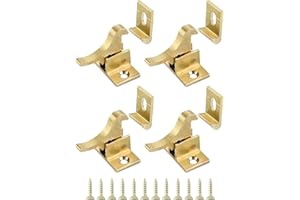 QWORK Brass Heavy Duty Elbow Latch Cabinet Door/Window Catch, 4 Pack Elbow Latches with Mounting Screws, for Bedroom Bathroom
