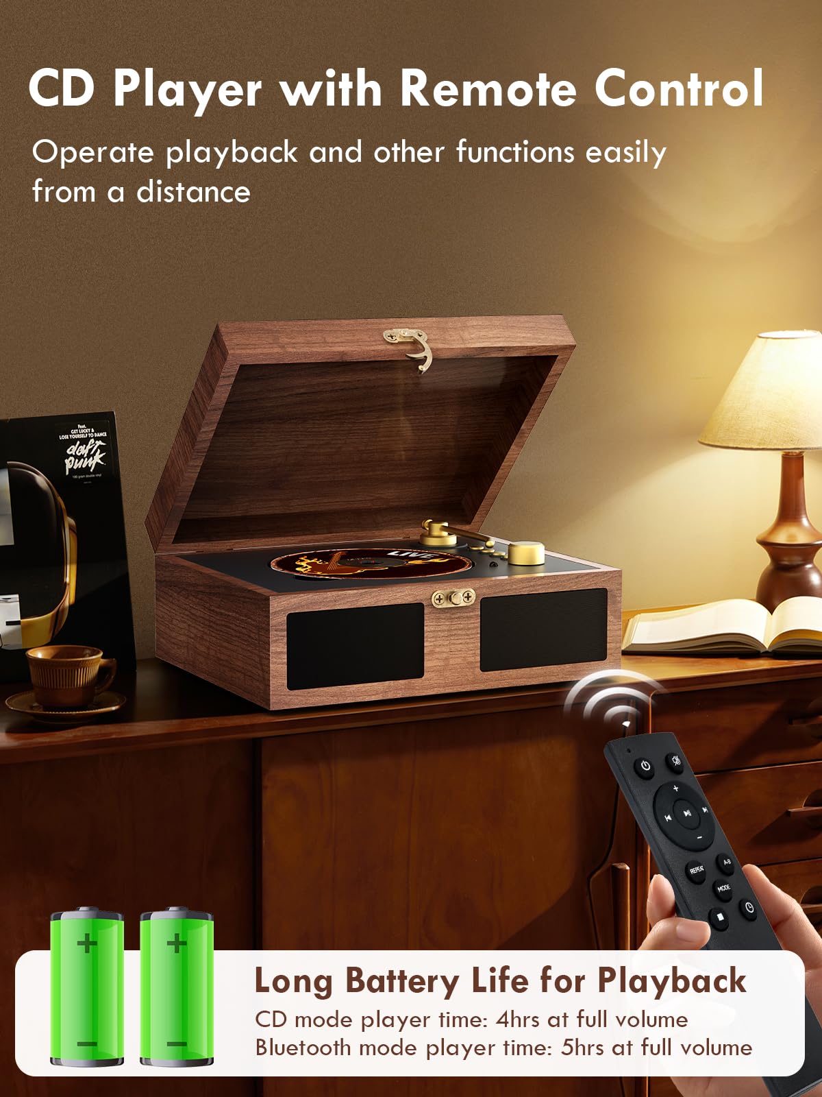 CD Player with Speakers Bluetooth Nostalgic Portable CD Players Support Bluetooth in & Out, Retro CD Player for Home with Remote Control Headphone Jack Brown