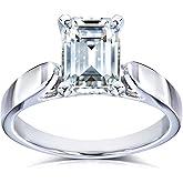 Kobelli Emerald Cut Moissanite Solitaire Engagement Ring 1 Carat 14k White Gold (GH/VS)