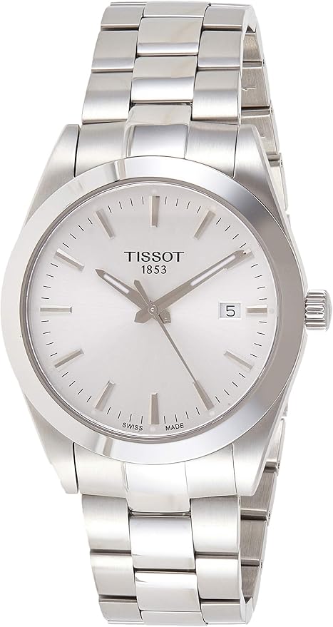 tissot mens gentleman stainless steel dress watch grey t1274071104100
