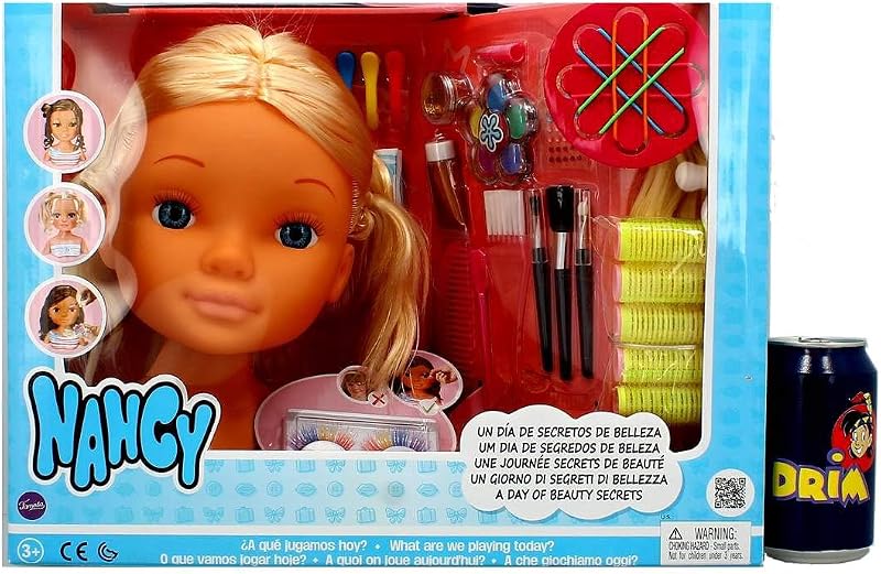 Un día de Secretos de Belleza Rubia, Busto de muñeca con el Pelo Largo para peinar y maquillar, con Accesorios de Belleza como peines, Brochas, Pestañas postizas o Pegatinas, Colores Surtidos — foto 6 de 6
