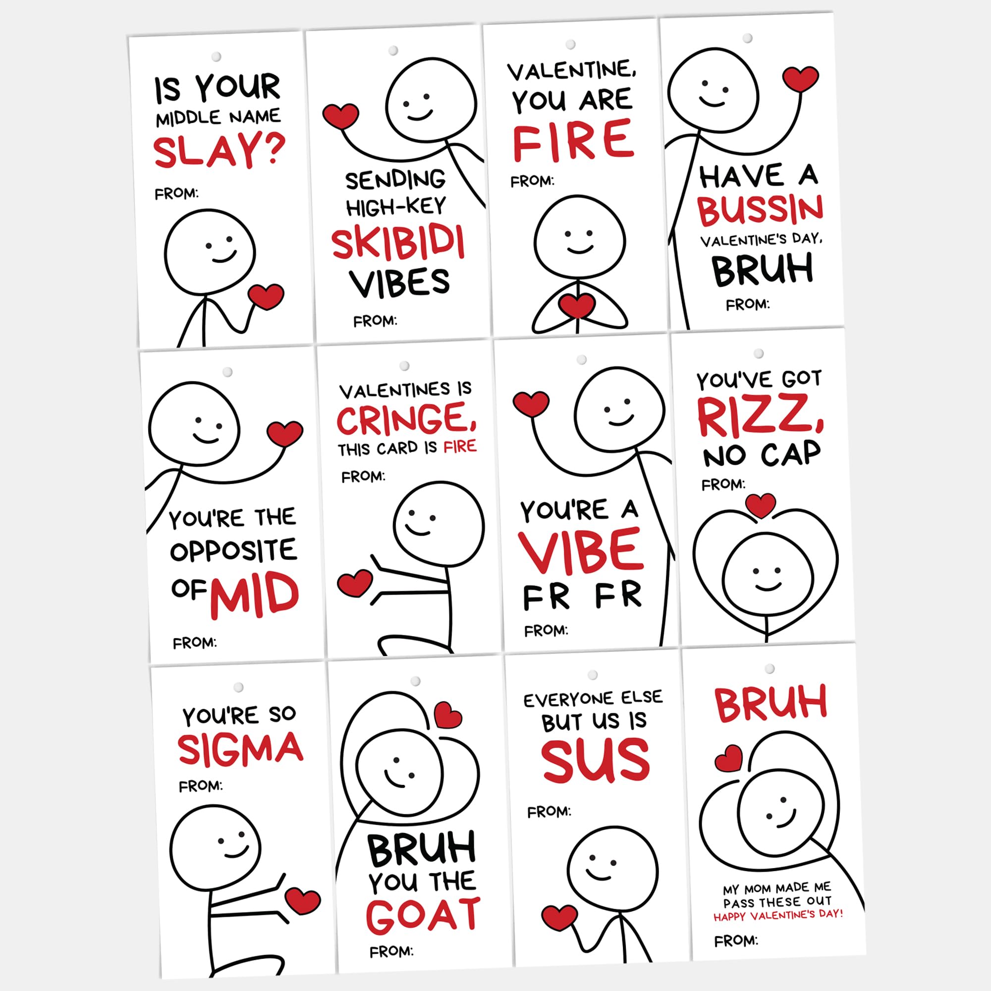 Photo 1 of Stickman Slang Words Cards for School Exchange, Gen Alpha Kids, Teens, Tweens, Birthday Gifts for Friends, Funny Alpha Brain Rot Humor Cards, 2 x 3.9 inches, Set of 24 Cards (Stickman)