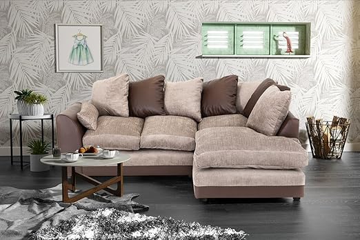 Abakus Direct Dylan Byron Corner Group Sofa Brown And Beige Right