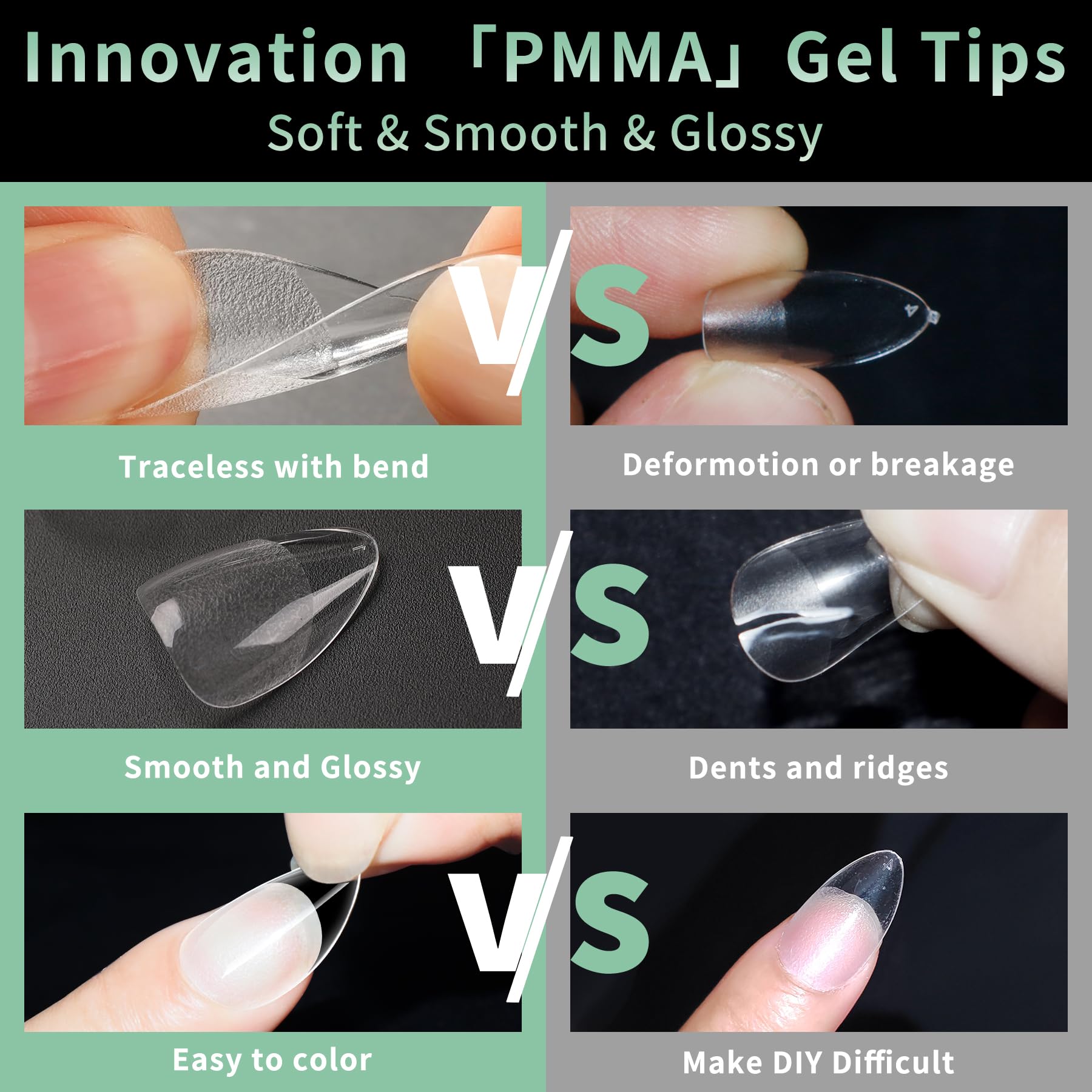 Extra Short Almond Nail Tips, 216pcs Acrylic Fake Nails Soft Gel Nail Tips, Full Cover Pre-Shaped Matte Clear Press on Nails for Extension, Diy at Home Manicure 12 Sizes - Image 4