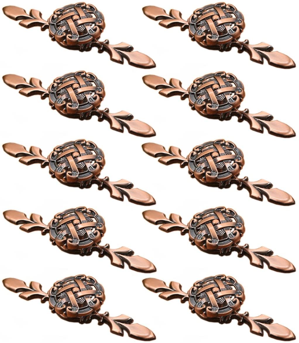 MayGreeny 10 Pack Antique Cabinet Knobs Cupboard Dresser Door Pull Round Drawer Handles with 4 Sized Screws for Furniture Kitchen Cupboard Closet Wardrobe (Red Bronze 118MM)