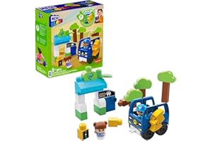 MEGA BRANDS Mega BLOKS Fisher-Price Toddler Building Blocks, Green Town Charge & Go Bus with 34 Pieces, 2 Figures, Kids Age 1+ Years, Packaging May Vary (Amazon Exclusive)