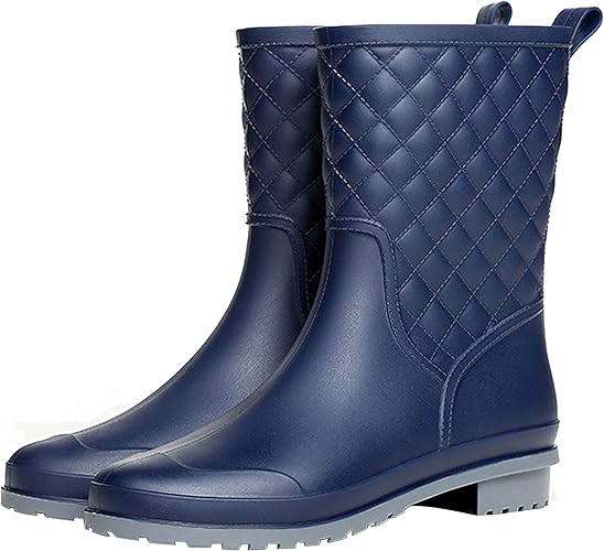 Amazon Zanyeing レインブーツ レディース ミドル丈 軽量 ラバーブーツ 無地 防水加工 雨靴 防滑 ガールズ 長靴 ローヒール 通勤 通学 ショートレインブーツ 婦人靴 梅雨 Zanyeing レインシューズ