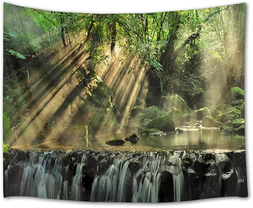 Amazon Co Jp Lb 森風景 タペストリー 木漏れ日と渓流 おしゃれ壁掛け 自然 グリーン 壁飾り インテリア 多機能 布ポスター 部屋飾り カーテン 間仕切り お店 気分転換 個性ギフト 0x150cm ホーム キッチン