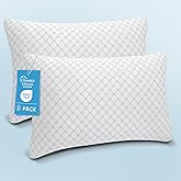 OAISZ Shredded Memory Foam Pillows, Cooling Bed Pillows Queen Size Set of 2 for Sleeping, Adjustable Firm Pillows for Side Back and Stomach Sleepers, Washable Removable Cover