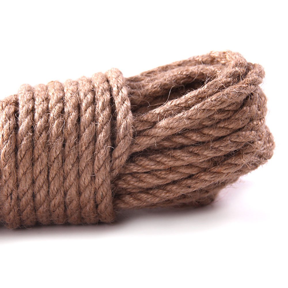 Hanfseil, starke 6 mm mit Jute-Seil, natürliches Hanf Seil Band Jute Twine Kunst Handwerk DIY Dekoration Geschenkverpackung, Garten, Haustiere, Hanf, Mehrzweck-Twine Rope 10 (32 FT) PACK 1