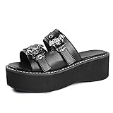 Gothniero women black platform sandals goth wedge