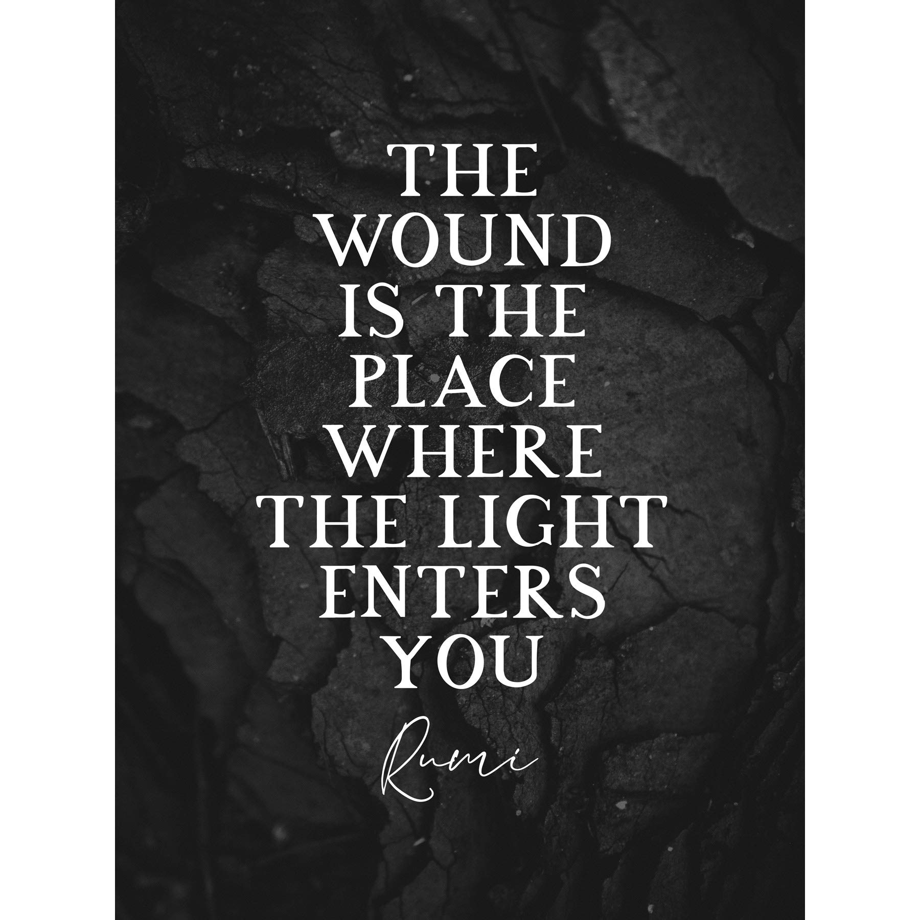 Artery8 Slate Quote Rumi Wound Light Enters Large Wall Art Poster Print Thick Paper 18X24 Inch