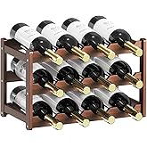 CAMOAT Wine Rack,Bamboo Wine Racks Countertop,Sturdy Wine Rack for Inside Cabinet &Freestanding Floor, 3-Tier 12 Bottles Racks for Kitchen,Cabinets,Home Bar,Wine Storage Racks(3-Tiers)