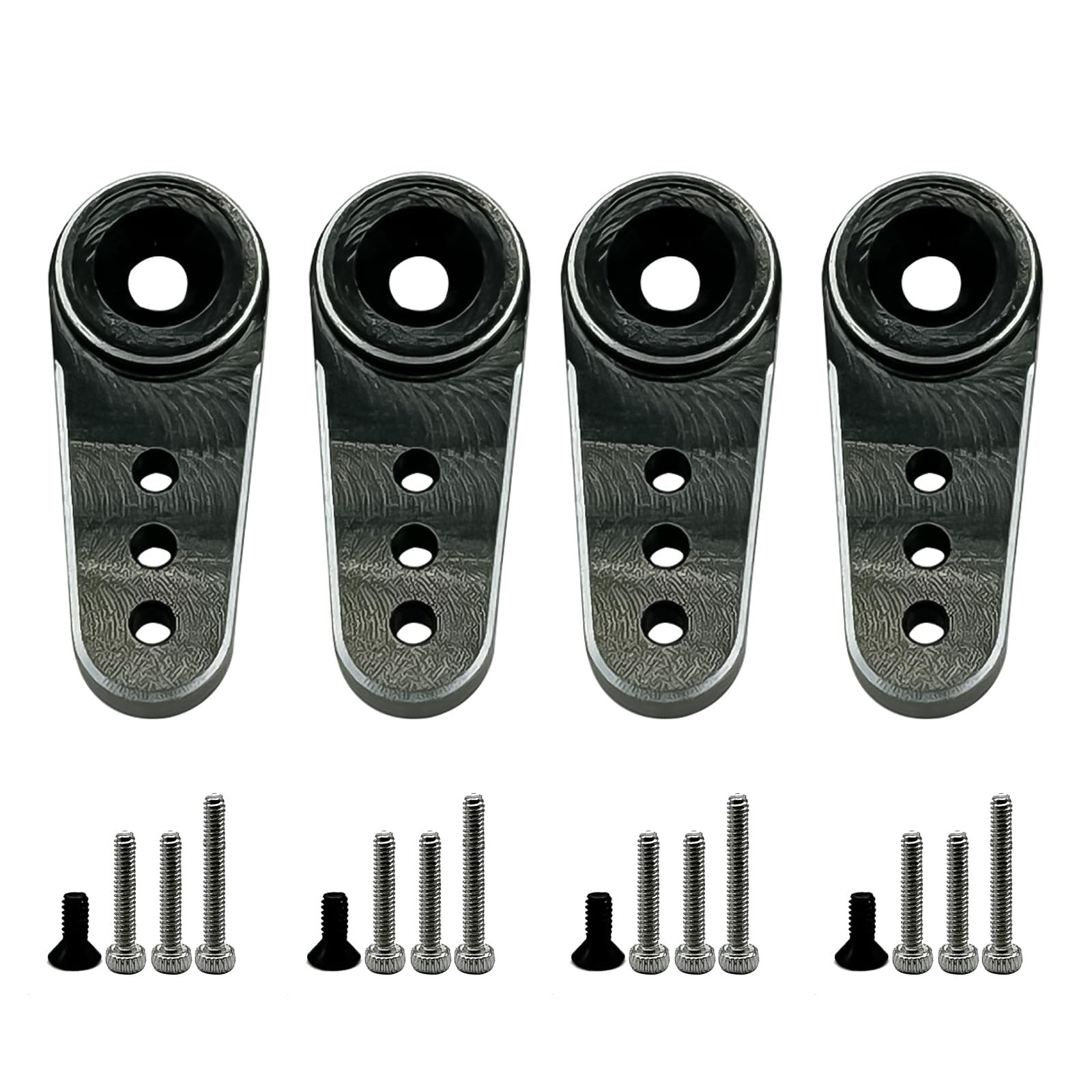 4Pack Aluminum 15T Servo Horn Arms RC Mini Servo Horns Toy Car Accessories Compatible with Emax ES08MA Servo Fit for Axial SCX24 1/24 RC Crawler (Black)