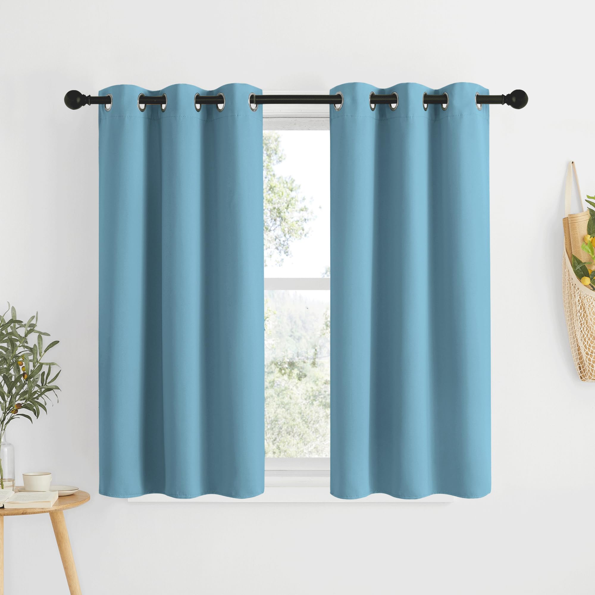 NICETOWN Teal Blue Curtains 96 inches Long, Grommet Thermal Insulated Blackout Curtains Privacy Window Treatments for Boys Room/Living Room, W46 x L96, 2 Panels